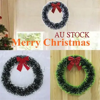 

New 35cm Christmas Wreath Hoop Hanging Garland Ornaments Door Tree Wall Christmas Decorations for Home Gifts 14 Inch White