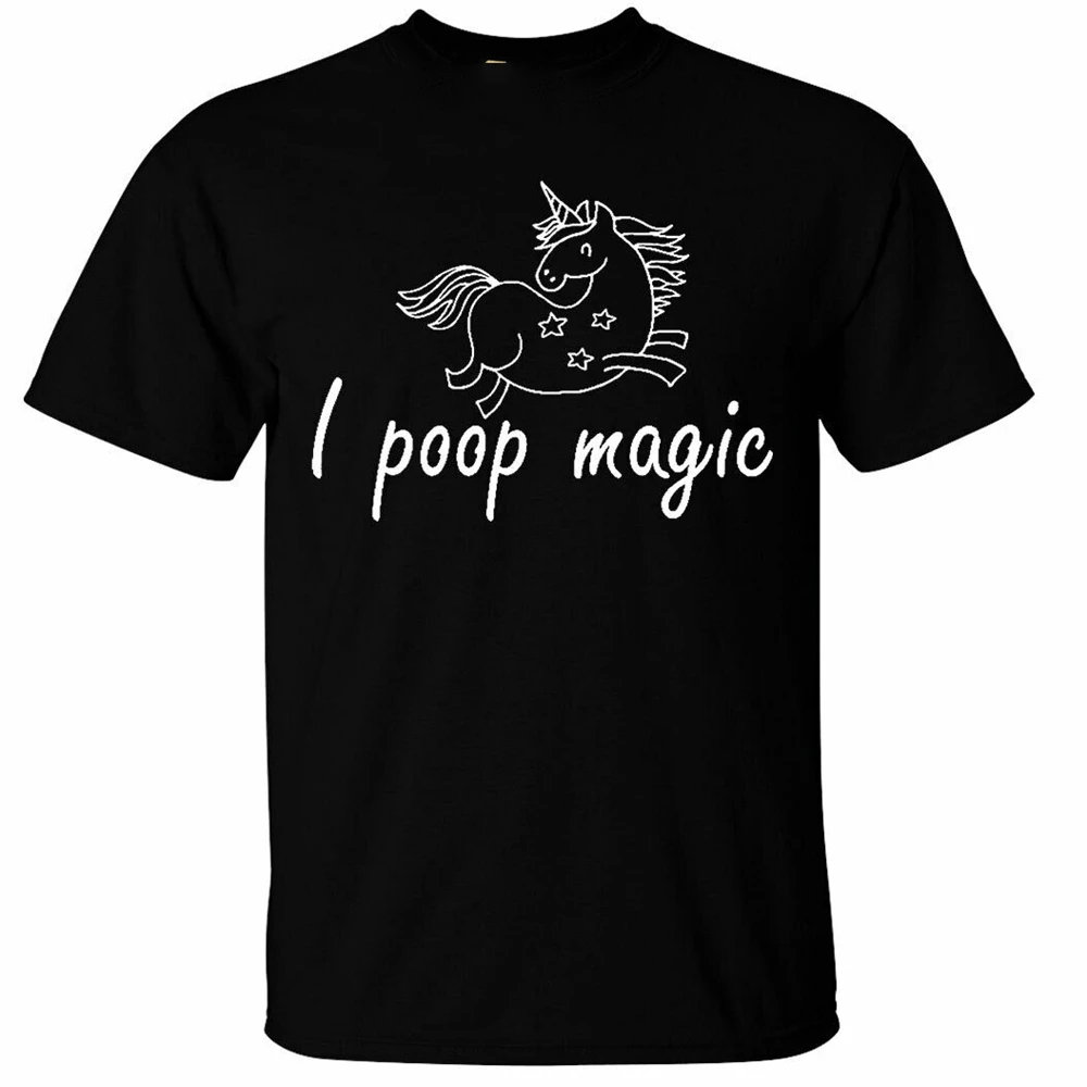 Футболка с единорогом забавная Мужская крутая футболка надписью I Poop Magic |