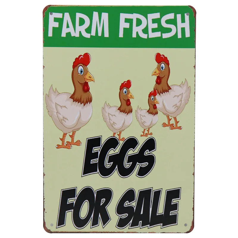 Farm Fresh Eggs Tin Sign Tintin Garage Home Wall Decor Vintage Stickers Retro Poster Pub Up Signs Metal Plate Art Painting H43