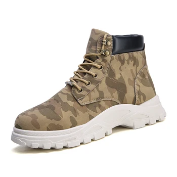 

Men Winter Autumn Camouflage Green Sneakers Men Snow Boots Male Work Safety Shoes Military High Top Ankle Botas Dress Oxfords