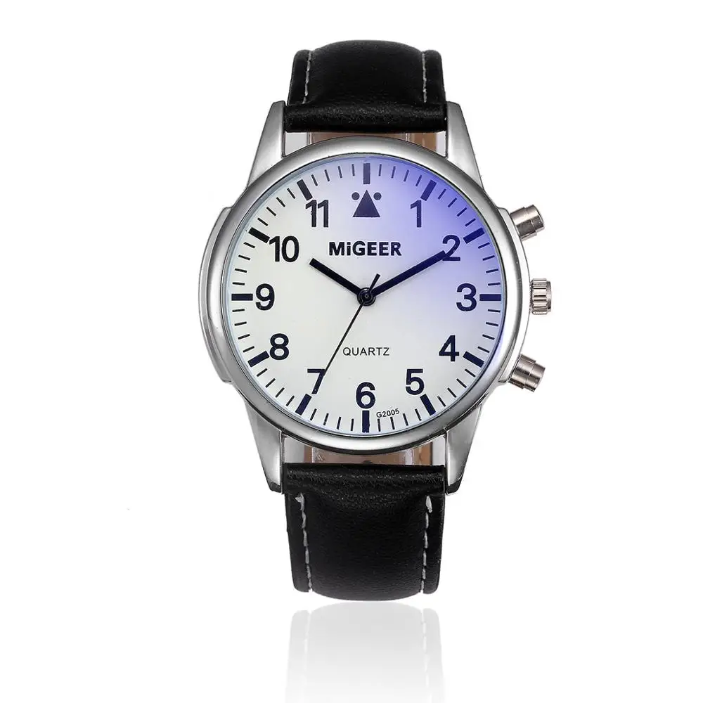 Модные повседневные мужские часы бренд MIGEER кварцевые кожаный ремешок для часов мужские часы коричневые часы спортивные часы relojes hombre - Цвет: A-W