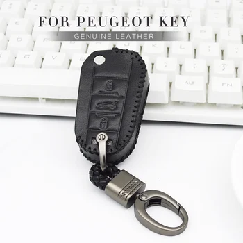 

Car Key Protection Shell Key Case Cover For Peugeot 407 408 206 207 308 301 107 106 3008 2017 Partner Leather Key Ring Cover