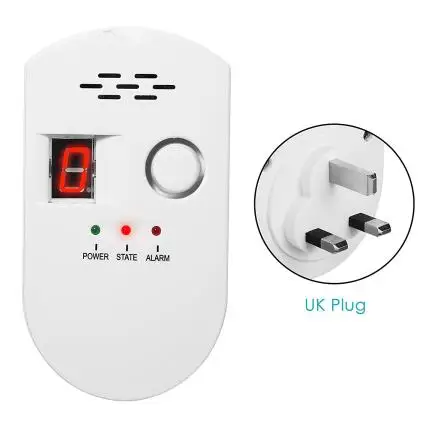 UK plug ЕС Великобритания сигнализация утечки газа, LPG/природный газ/уголь датчик детектора газа плагин детектор утечки газа сигнализация с звуПредупреждение - Цвет: UK plug