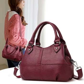 

High Quality Soft Pu Leather Handbag Women Bags Designer High Capacity Crossbody Bags For Women Vintage Lady Travel Tote Bag