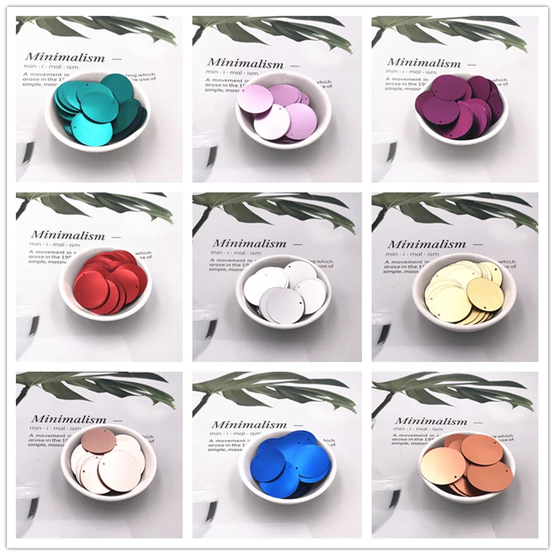 Matte Frosted Sequins 1 Side Hole Paillettes 10g/Pack 20mm 25mm 30mm 35mm Sewing Craft DIY Wedding Garment Accessory Lentejuelas