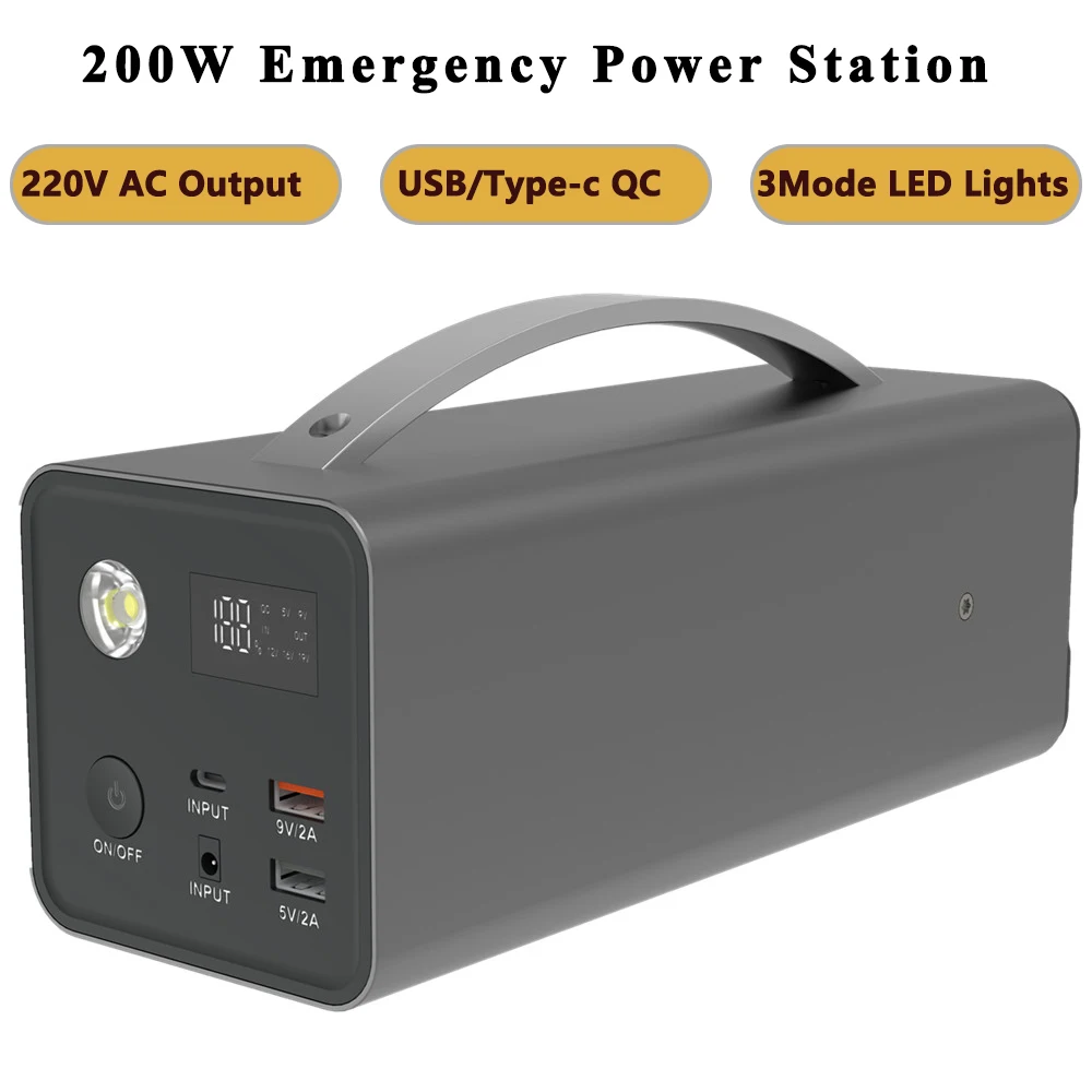 GKFLY 220V 148Wh Emergency Battery Bank 40000mAh Power Station 3+2 Socket AC Inverter LED Signal Lights For Fishing Travel Camp |