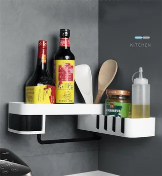 

Bathroom Rack ABS Rotate Corner Shelf Wall Mounted Bathroom Shelf Storage Rack Kitchen Bathroom Toilet Shelves