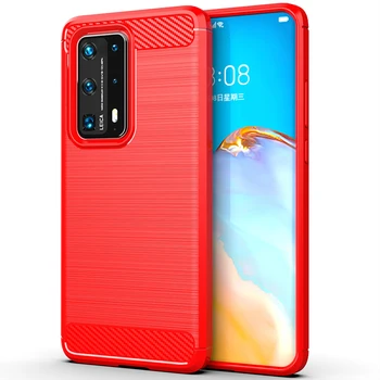

30pcs/lot Carbon Fiber Brushed Case For Huawei P40 Pro+/Plus 5G Flexiable Stripe Rubber Case