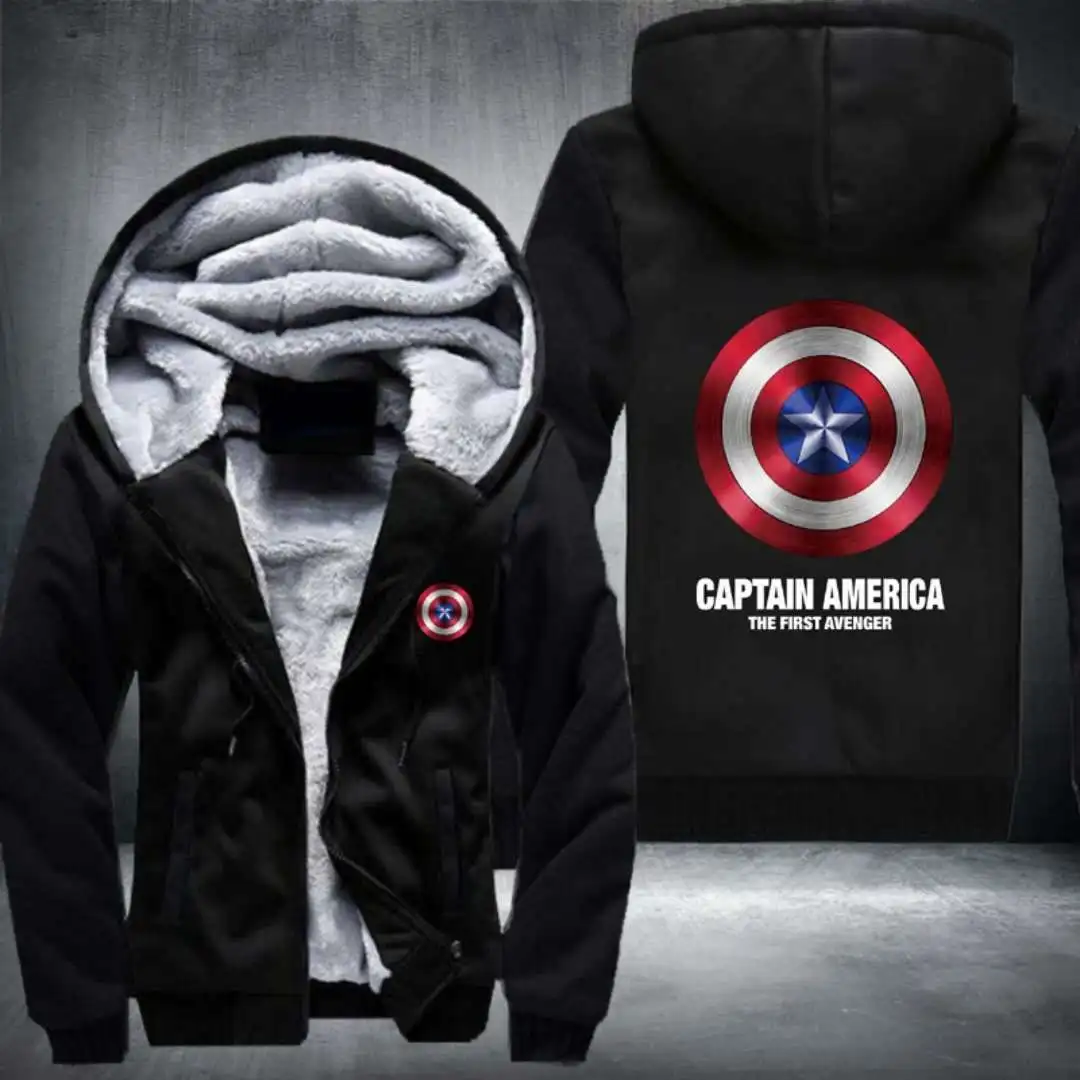

Men coats and jackets Print Captain Young Boy Hip Hop Jacket Cotton Wool Jacket Warm Winter coat American Streetwear Men Jacket