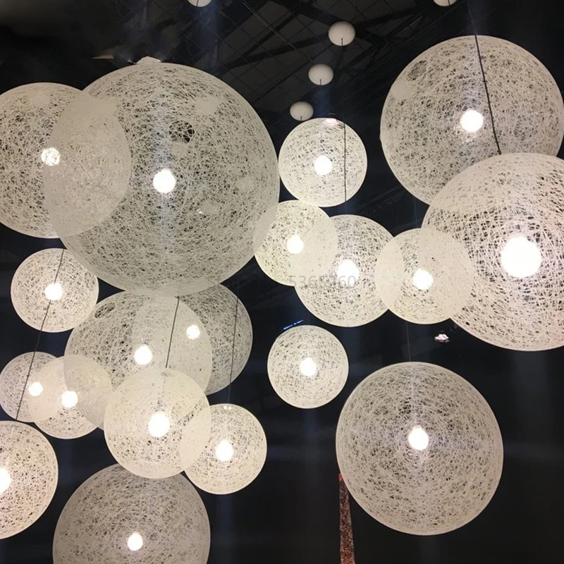 

xx1Designer Manual Rattan Linen Thread Spherical A Chandelier Northern Europe Modern Simplicity Originality Art Bedroom Dining