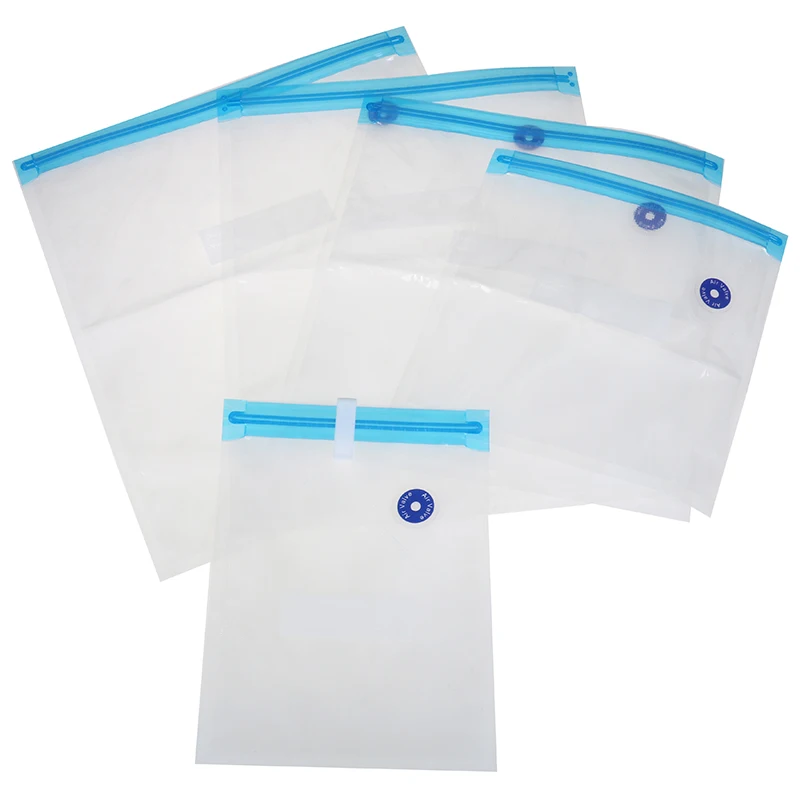 

5pcs Bag Kits Reusable Food Storage Vacuum Seal Bags With Hand Pump Bag Sealing Clips Food Wrap For Food Storage Freezing
