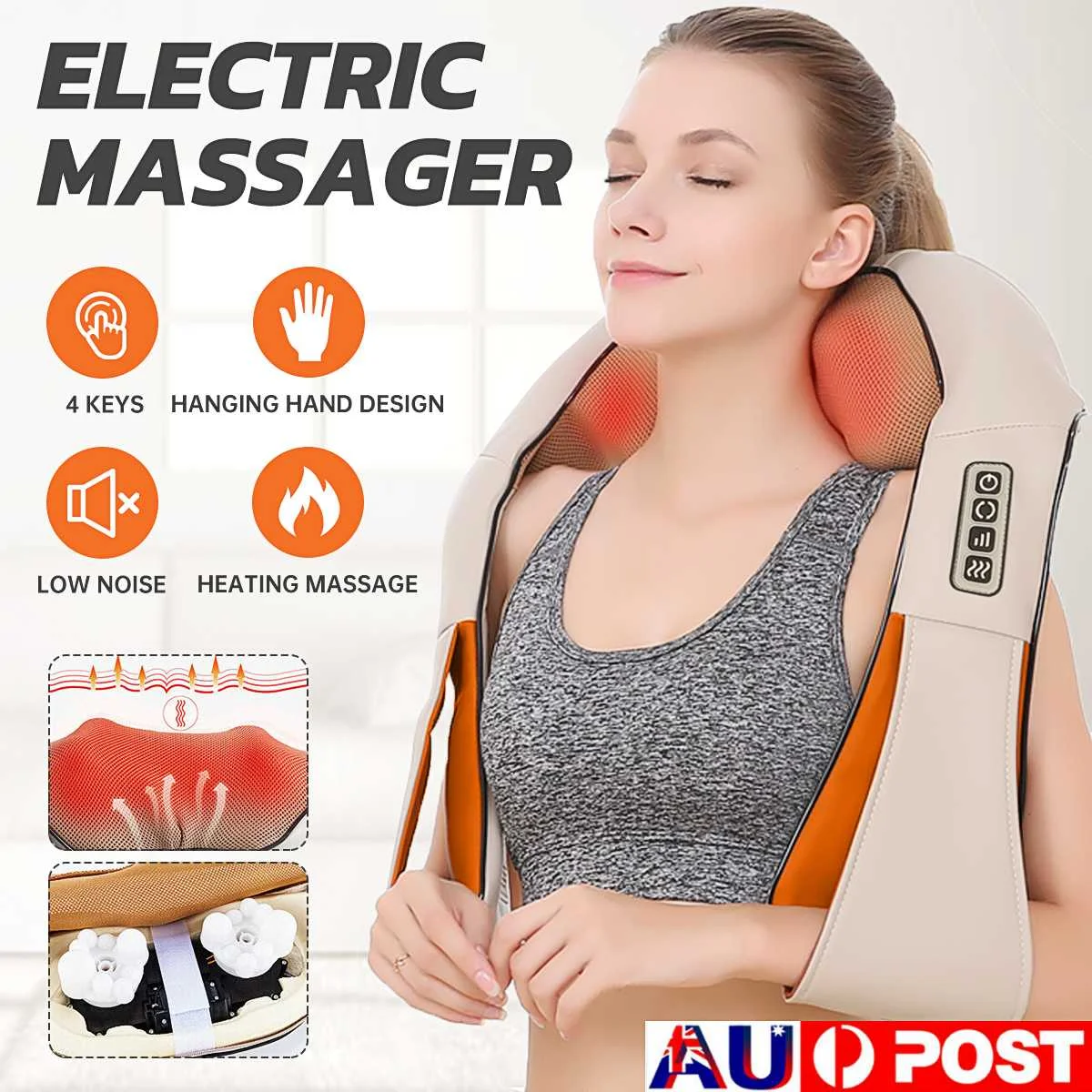 110-220V 25W Electrical Massage Shiatsu Back Shoulder Body Neck Massager Multifunctional Shawl Infrared Heated Kneading Car Home