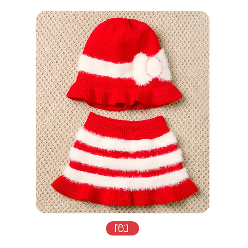 Baby Short Plush Boy Girl Knitted Children's Lovely Soft Hat+shawl Two Piece Newborn Photography Props#ew