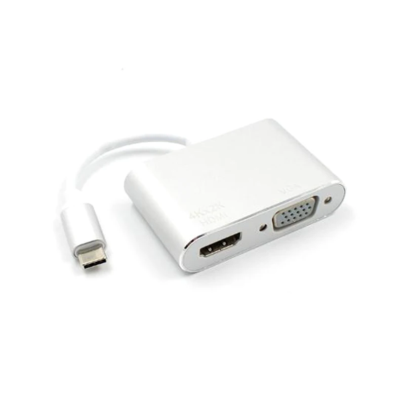 USB 3,1 type C к VGA многопортовый адаптер USB C к HDMI 4K конвертер UHD порт концентратор - Цвет: Серебристый