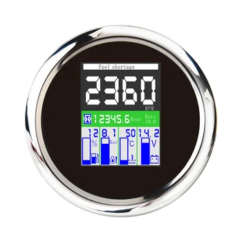 

Universal 85mm Digital Tachometer 5 in 1 Multi-functional Gauge Meter Fuel Level Water Temp Oil Pressure 0~10Bar With Alarm