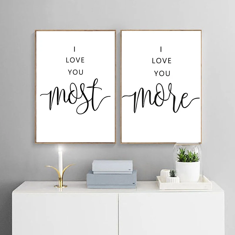 

Nordic black and white love queto canvas painting print poster wall art pictures modern for bedroom home decoration