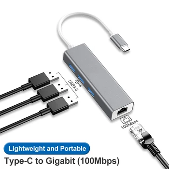 

USB C HUB 4 in 1 OTG Type-C to RJ45 USB HUB 3.0 Dock Multi USB Splitter Type-C Adapter for MacBook Pro