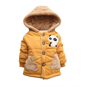 

Winter Panda Applique Plush Hooded Coat For Baby Boy Children Velvet Soft Light Jacket Little Kids Toddler Thick Outerwear
