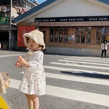 Платье с цветочным рисунком в Корейском стиле для девочек, весенние модные платья для маленьких девочек, детская одежда, От 1 до 6 лет