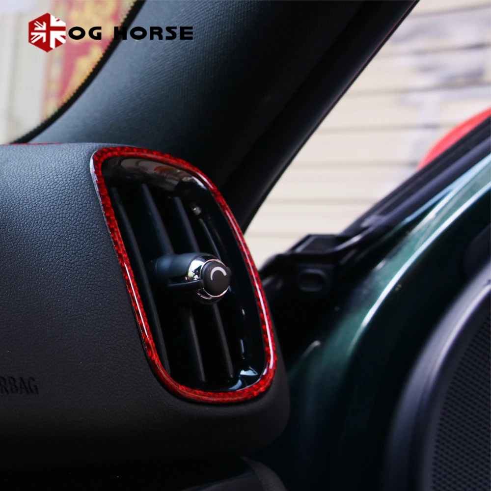

4X Car Air Conditioning Outlet Decor Air Vent Ring Outlet Covers Housing Carbon Fiber For MINI Cooper Countryman F60 Accessories