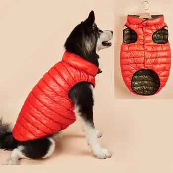 

Winter Clothes for Big Dogs Waterproof Reversible Dog Vest Warm Soft Padded Puffy Large Dog Down Jacket Light Weight Husky 5XL