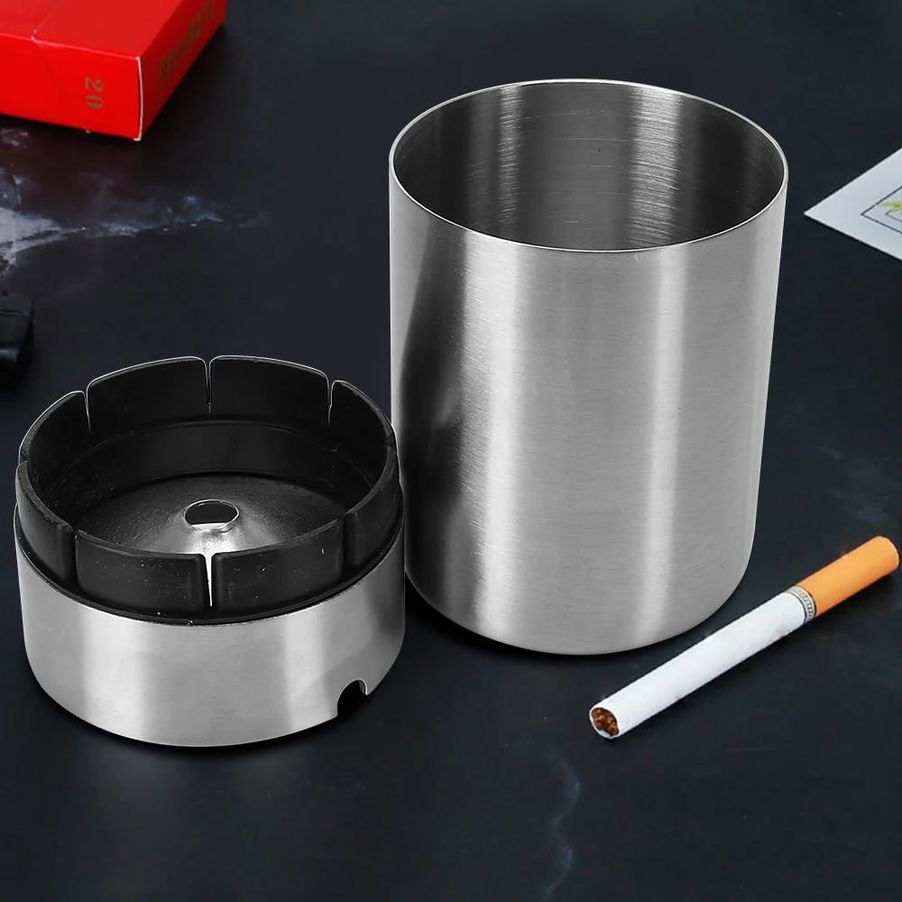 Smoke Tobacco Ash Holder Container Home Decoration Creative With Lid Windproof Detachable Stainless Steel Ashtray Car Ashtray portable ashtray,cigarettes ashtray,silicone ashtray,stainless steel ashtray,metal ashtray,air purifier ashtray,wood ashtray,ceramic ashtray