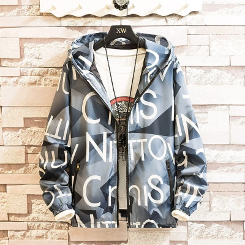 

2020 spring and autumn men's coat size 5XL high quality coat hooded coat slim fit parka coat men's hooded fashion printed coat