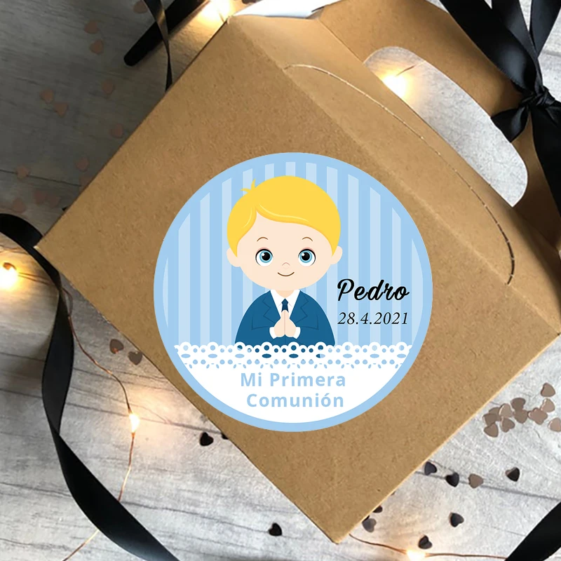 Mi Primera Comunion Sticker First Communion Favor Tag. Holy Communion  Sticker Choose Hair Color and Attire