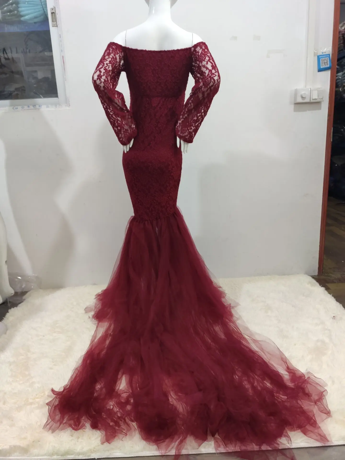 Long Sleeve Maternity dresses Lace Maxi 