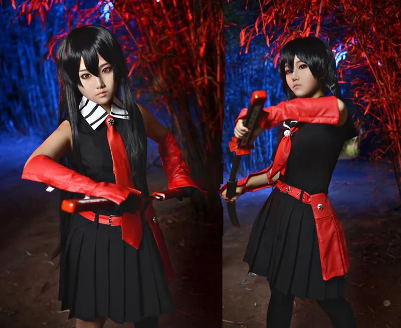 Костюм для косплея из аниме Kurome Akame ga KILL черное платье без рукавов униформа костюм
