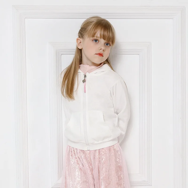 Autumn And Winter Children's Clothing Korean Style Version Of The Hooded Jacket Casual Solid Color Girls Zipper Coat