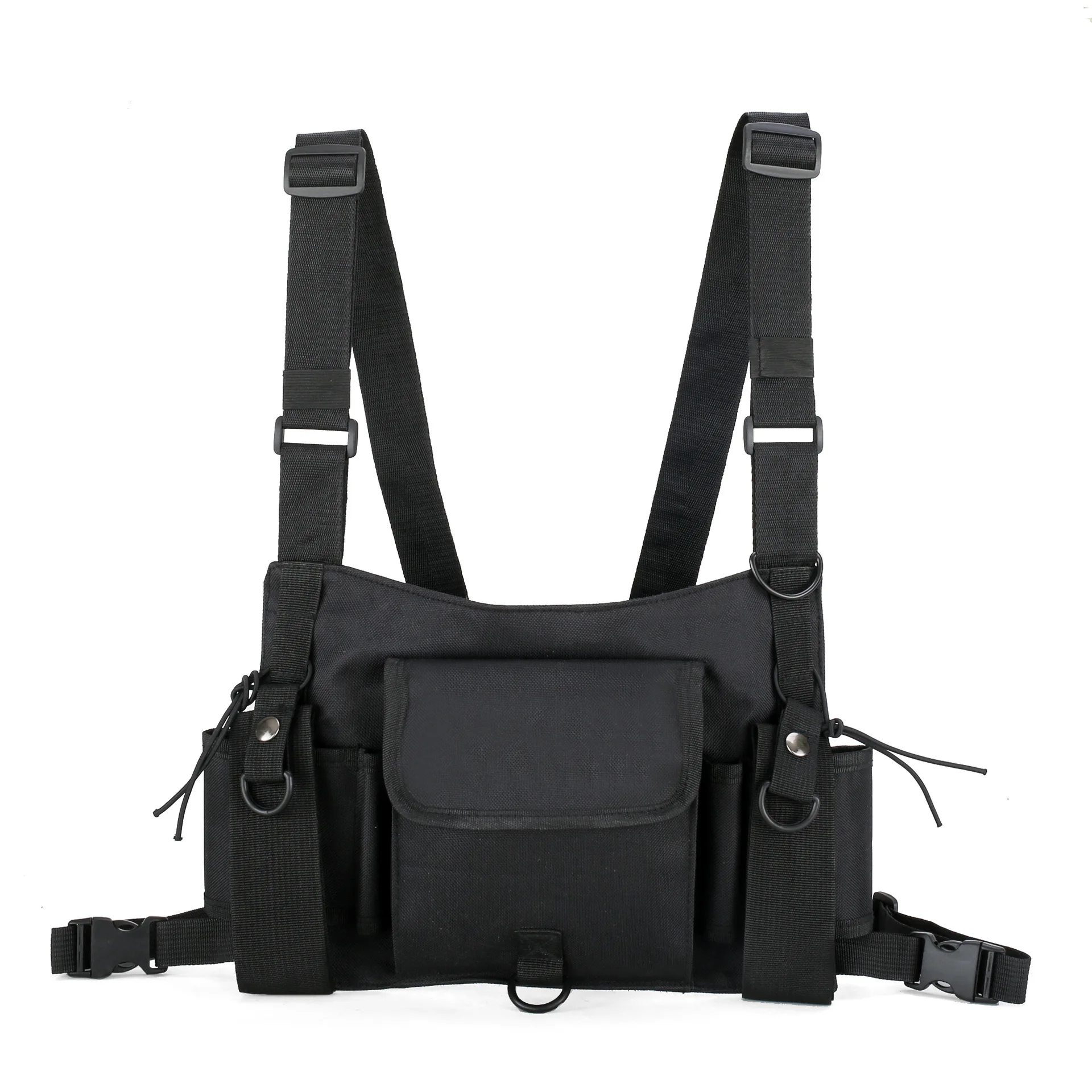Large Chest Bag Модная пуля, хип-хоп Уличная жилетка, нагрудная сумка для женщин, функциональный жилет, тактические сумки для мужчин, черная нагрудная сумка 233 - Цвет: Large Chest Bag