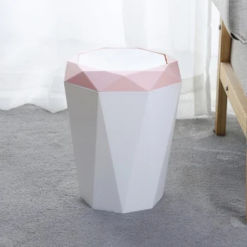 

Medium Waste Bin Home Garbage Basket Trash Can Swing with Lid Creative Office Household Trash Cans