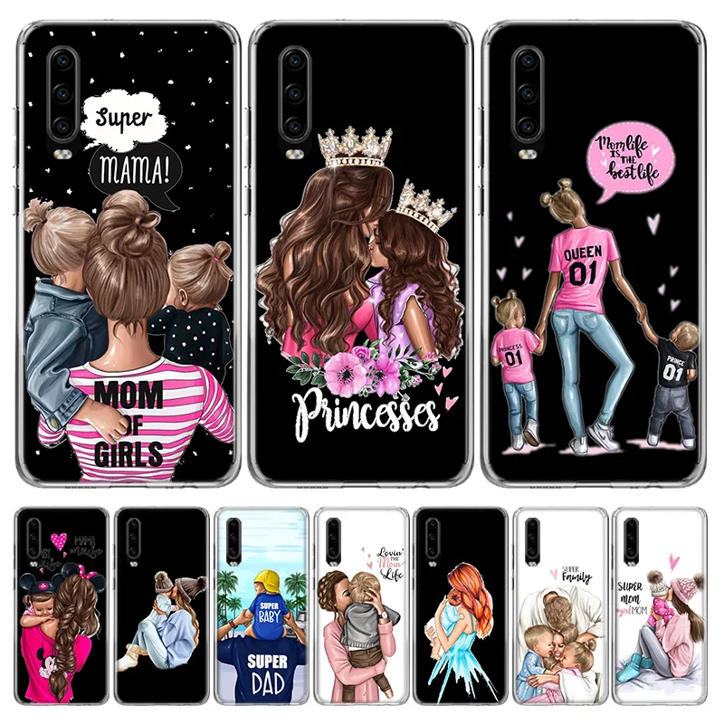 Mom and Baby Dad Cover Phone Case for Huawei P30 P20 Mate 30 20 10 Pro 1
