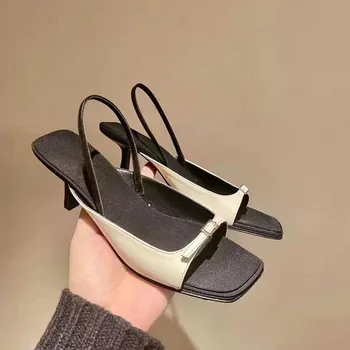 

kmeioo fashion back strap shoes woman open toe high heels buckle strap sandals women casual sandals stiletto