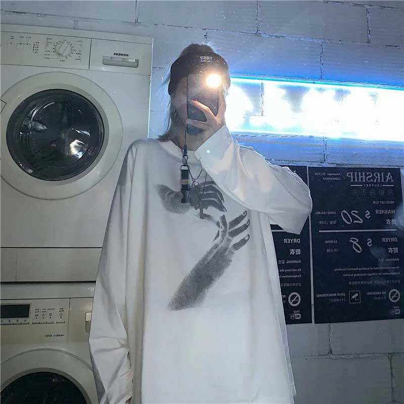 NiceMix Harajuku футболка с Для женщин круглым вырезом и длинными рукавами футболки в