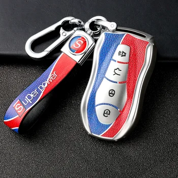 

Tpu and Leather pattern For Geely Azkarra FY11 Atlas Pro 2019-2021 Remote Key Case Fob Shell Cover Skin Holder 4 smart botton
