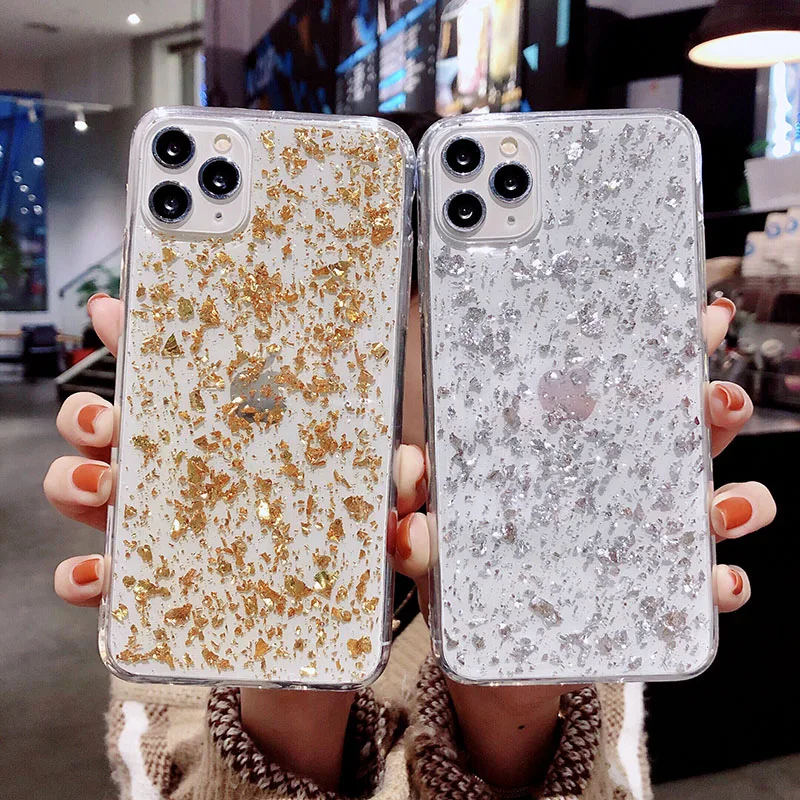 Блестящий чехол Gimfun из оловянной фольги с блестками для телефона iPhone 12 11 Pro Xs Xr Max