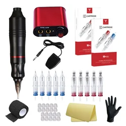 Tattoo Kit DragonHawk Cartridges Needles Rotary Pen Mini Tattoo Power Supply For Tattoo Master Beginner Makeup Machine Set