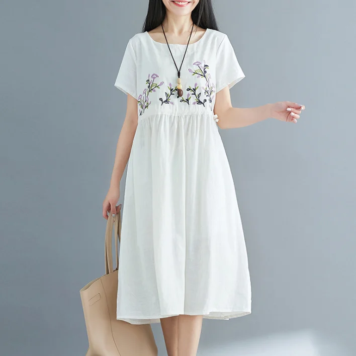 white linen beach dress
