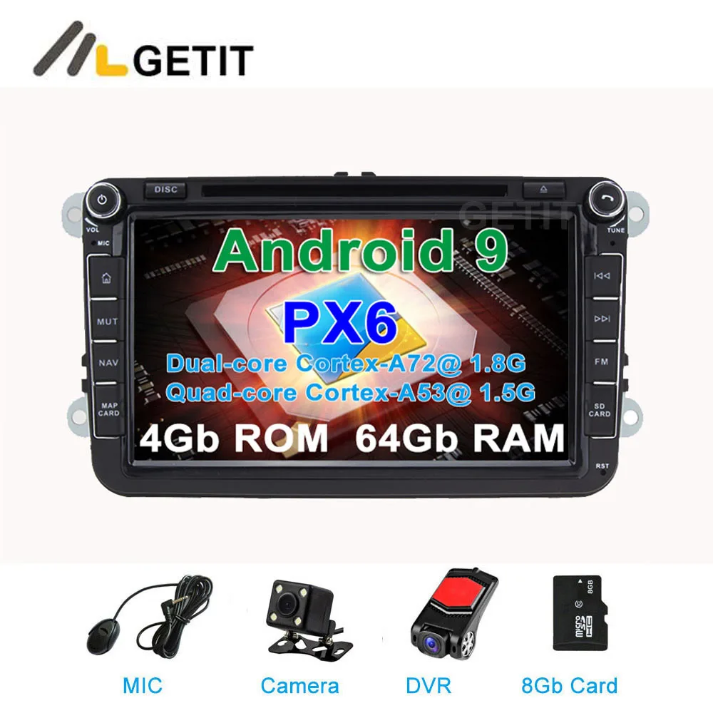 DSP 64G PX6 Android 9 Car DVD multimedia Player Stereo Radio GPS for VW Golf/Polo/Tiguan/Passat/b7/b6/CC/SEAT/leon/Skoda/Octavia |