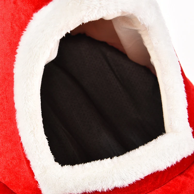 Кровать для кошки в форме рождественской шляпы, кровать для собаки Igloo, гнездо для кошки, Красный Щенок, съемный моющийся коврик, подарок для питомца зимой, Рождество