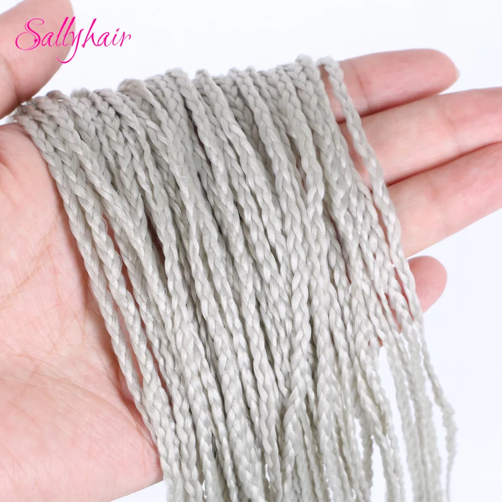 Gray Sallyhair, Zizi, косички, вязанные крючком, коробка, косички, цветные синтетические волосы для наращивания, жук, серый блонд, вязанные волосы, 48 прядей/упаковка - Цвет: Gray