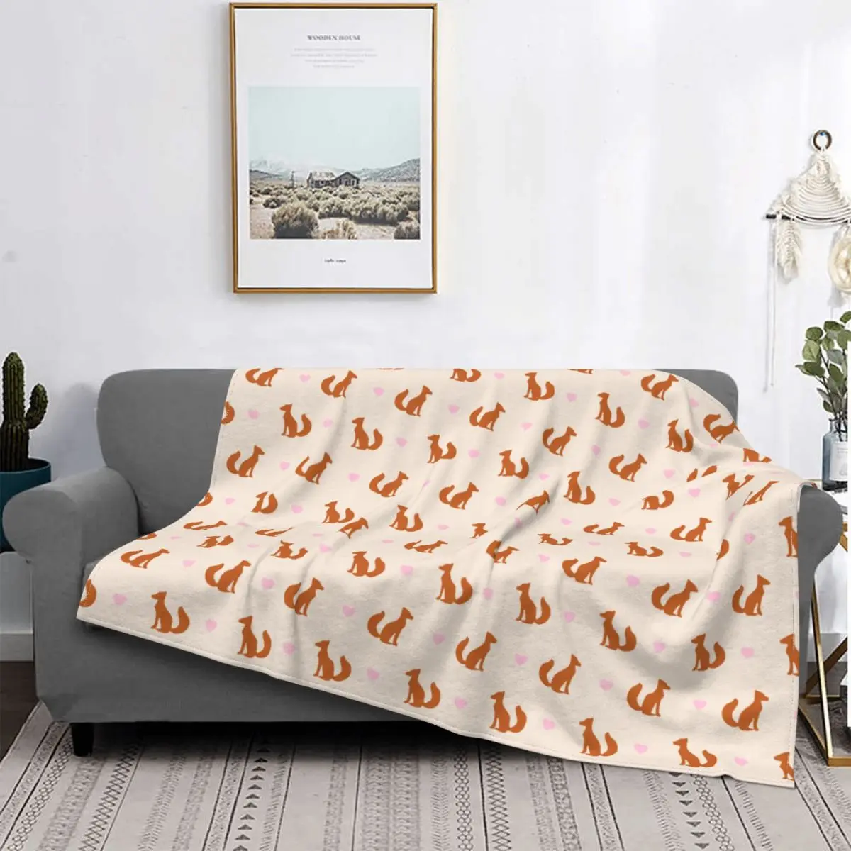 

Fox Blanket Cute Animal Winter Warm Bedspread Plush Soft Cover Fleece Spread Bedding Sofa Couch Velvet Gift