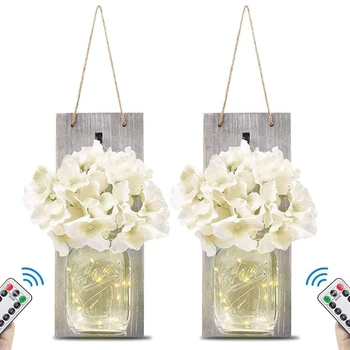 

Rustic Sconces Handmade Wall Hanging Remote Control LED Fairy Lights Battery