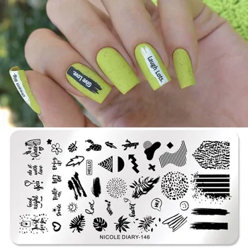 

NICOLE DIARY Leaf Style Nail Stamping Plates Snowflake Pattern Rectangle Nail Art Stamp Stencil Stainless Steel Nail Decoration