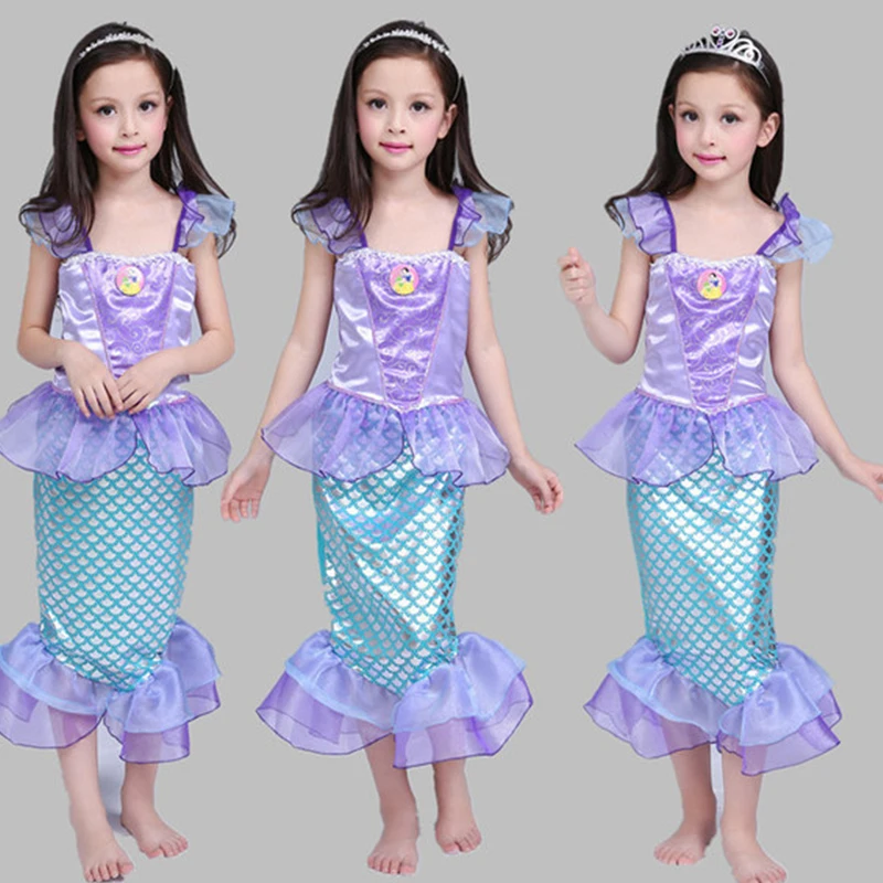 

Christmas Carnival Party Cosplay Costumes Halloween Little Mermaid Princess Clothes Fancy Kid Girls Mermaid Dresses