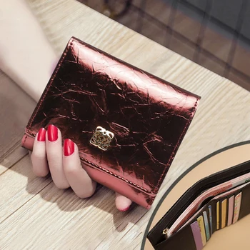 

Japanese and Korean fashion ladies leather short wallet temperament casual small wallet multi-card position thin wallet