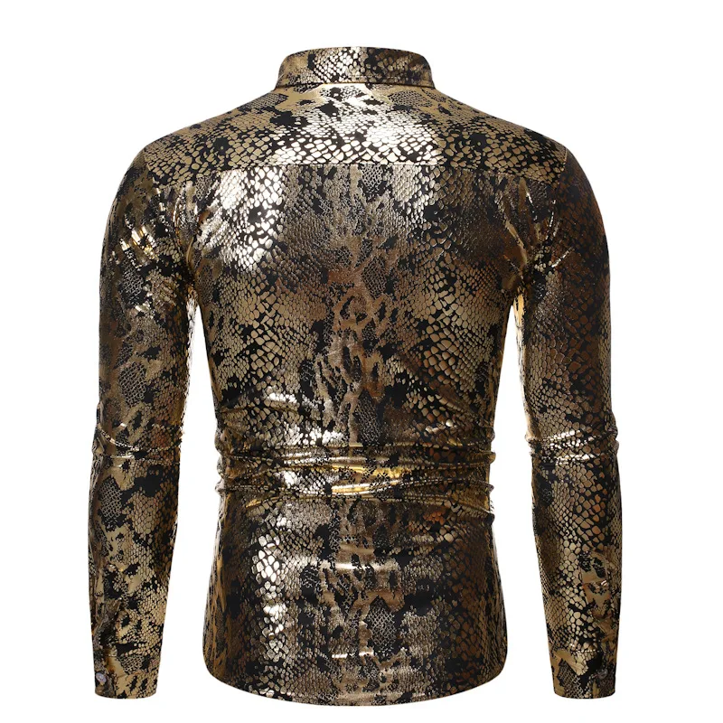 Мужские сексуальные платья с принтом змеи, рубашки Chemise Homme, новая брендовая рубашка для ночного клуба, мужская приталенная рубашка с длинными рукавами