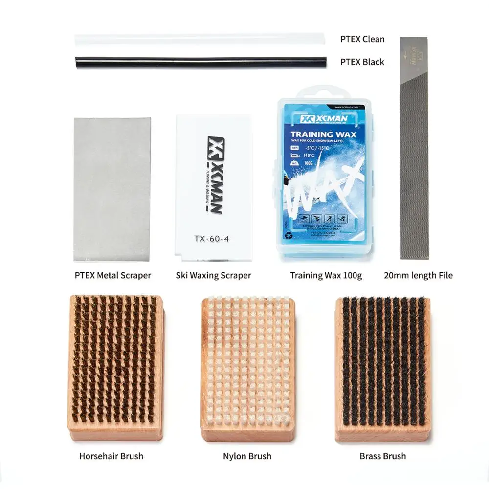 XCMAN Ski Snowboard Waxing & Tuning Complete Brush Kit Nylon,Brass